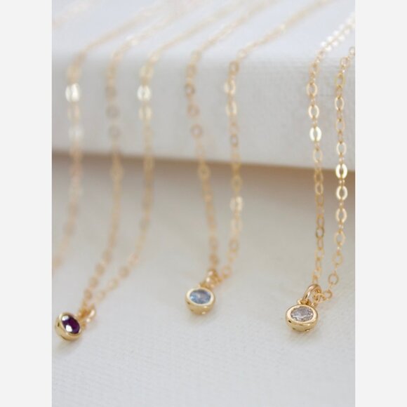March Birthstone Necklace – Aquamarine Charm on 18" Gold Filled Chain - Picture 1 of 5